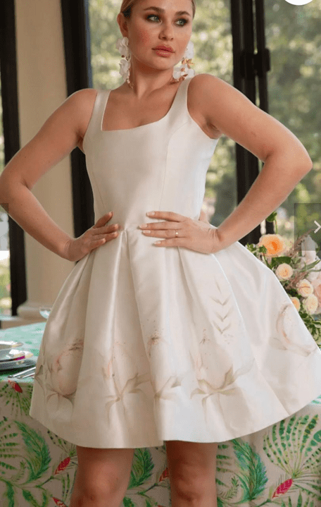 mini cocktail dress with peony design