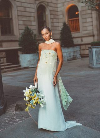 Hand painted couture bridal gown created in New York studio