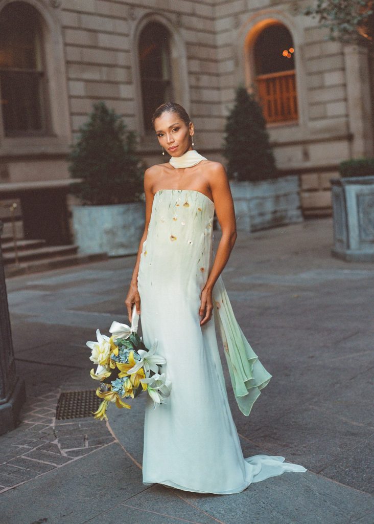 Hand painted couture bridal gown created in New York studio