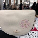 Rose hand painted design on coach hand bag